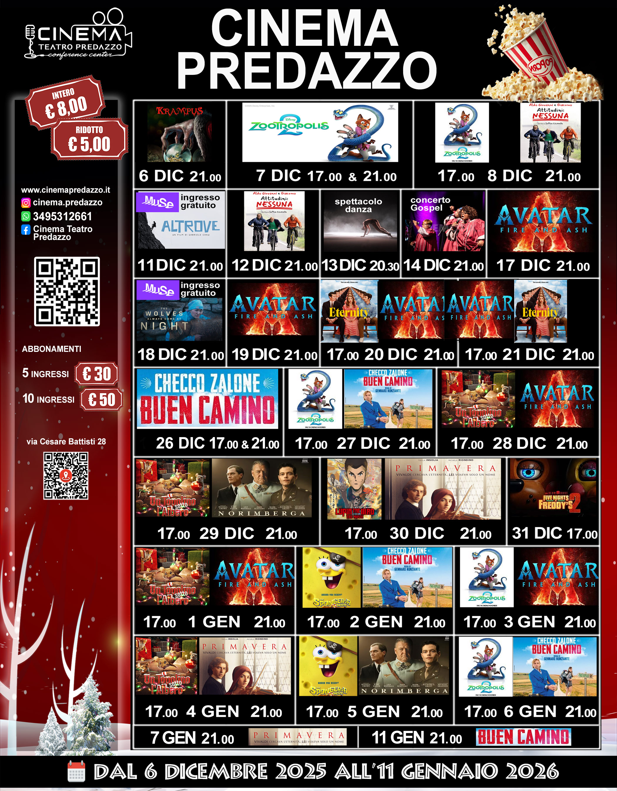 Locandina Programmazione mensile Cinema Predazzo