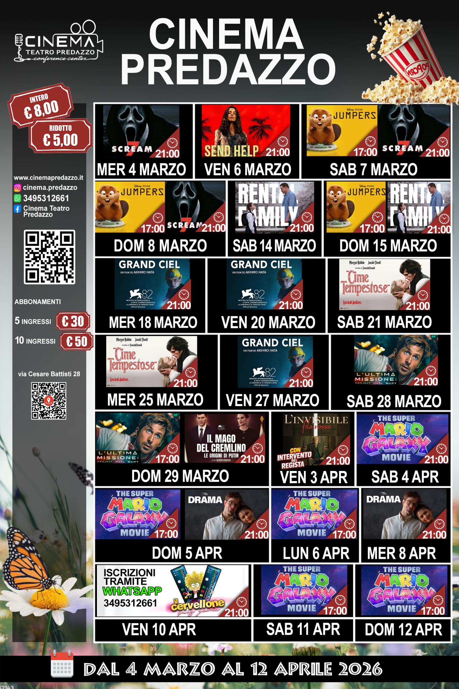 Locandina Programmazione mensile Cinema Predazzo