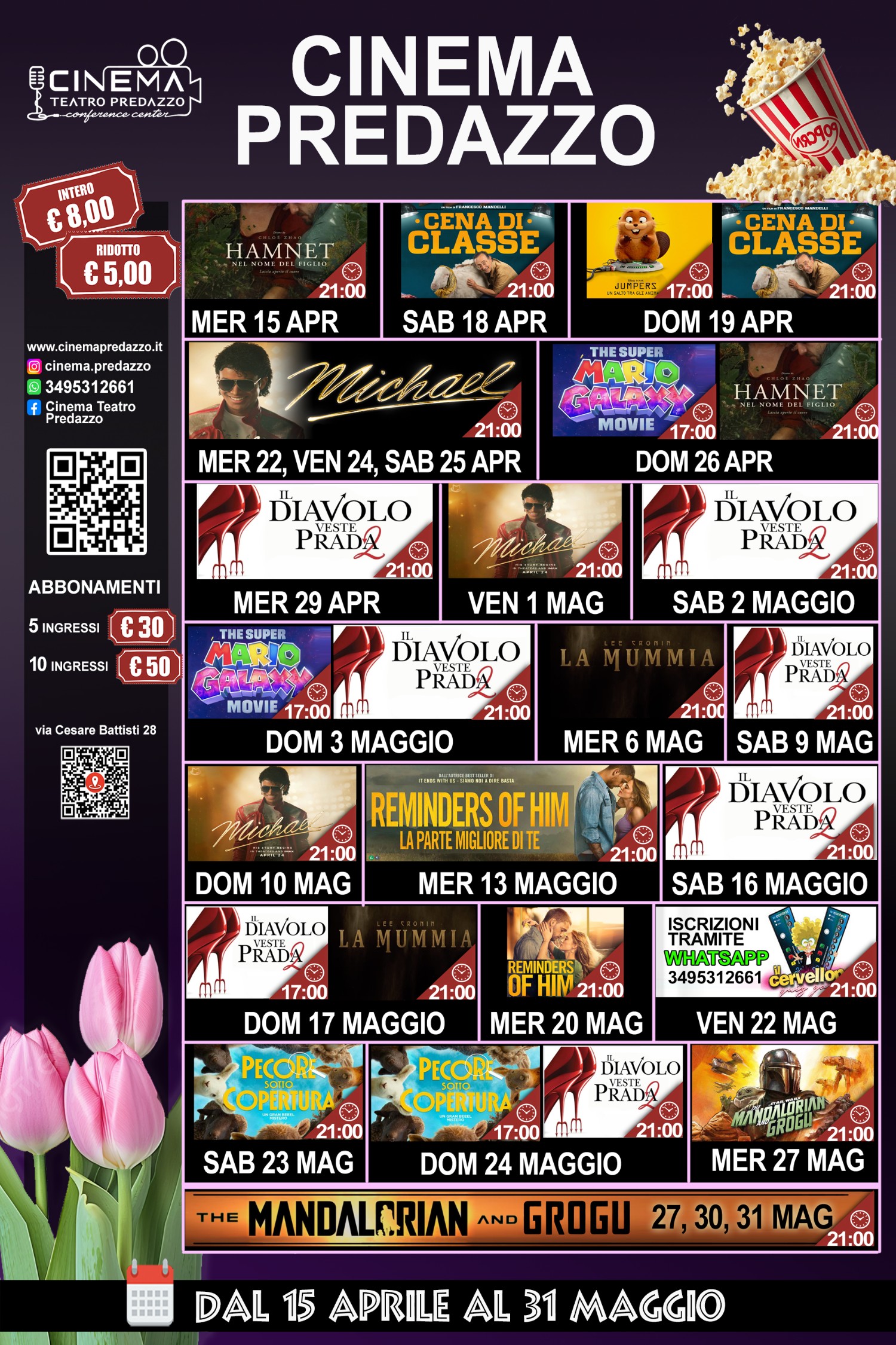 Locandina Programmazione mensile Cinema Predazzo