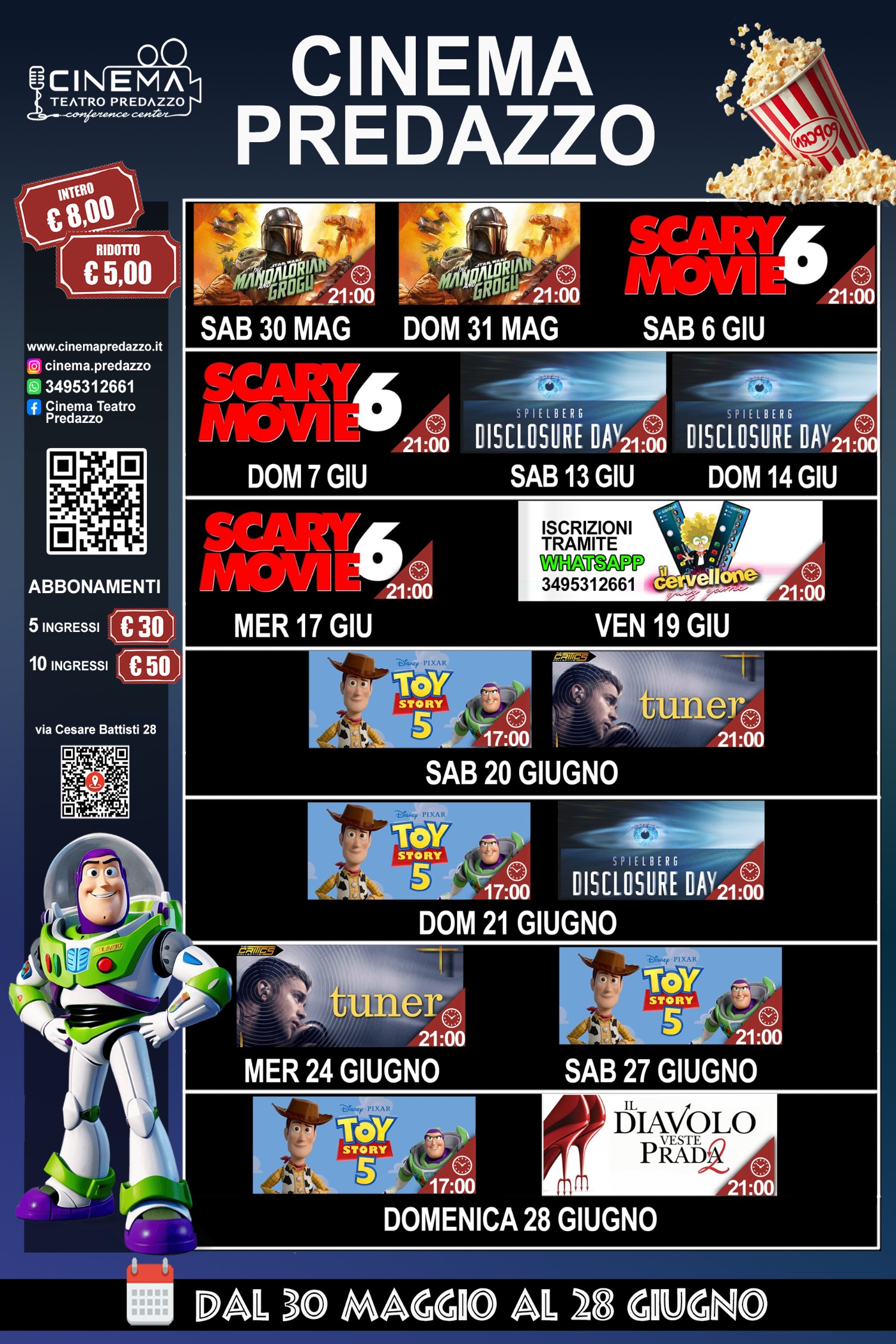 Locandina Programmazione mensile Cinema Predazzo