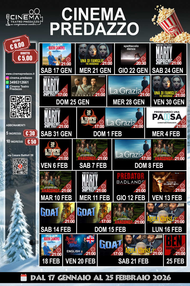Locandina Programmazione mensile Cinema Predazzo